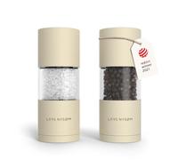 LARS NYSØM Salt and Pepper Grinder Set, Manual Salt and Pepper Mills with Adjustable Ceramic Grinder, Design Spice Shaker Set (Almond Beige)