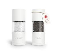 LARS NYSØM Salt and Pepper Grinder Set, Manual Salt and Pepper Mills with Adjustable Ceramic Grinder, Design Spice Shaker Set (Pure White)