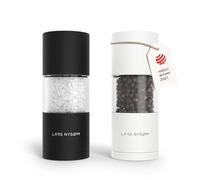 LARS NYSØM Salt and Pepper Grinder Set, Manual Salt and Pepper Mills with Adjustable Ceramic Grinder, Design Spice Shaker Set (Black/White)
