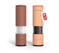 LARS NYSØM Salt and Pepper Grinder Set Manual, Stainless Steel Salt and Pepper Mills with Adjustable Ceramic Grinder I Design Spice Shakers (Red/Peach)