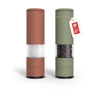 LARS NYSØM Salt and Pepper Grinder Set Manual, Stainless Steel Salt and Pepper Mills with Adjustable Ceramic Grinder I Design Spice Shakers (Red/Green)