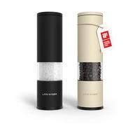 LARS NYSØM Salt and Pepper Grinder Set Manual, Stainless Steel Salt and Pepper Mills with Adjustable Ceramic Grinder I Design Spice Shakers (Black/Beige)