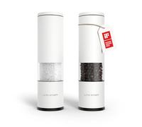 LARS NYSØM Salt and Pepper Grinder Set Manual, Stainless Steel Salt and Pepper Mills with Adjustable Ceramic Grinder I Design Spice Shakers (Pure White)