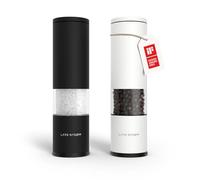 LARS NYSØM Salt and Pepper Grinder Set Manual, Stainless Steel Salt and Pepper Mills with Adjustable Ceramic Grinder I Design Spice Shakers (Black/White)