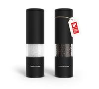 LARS NYSØM Salt and Pepper Grinder Set Manual, Stainless Steel Salt and Pepper Mills with Adjustable Ceramic Grinder I Design Spice Shakers (Carbon Black)