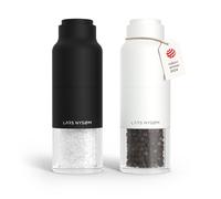 LARS NYSØM Salt and Pepper Grinder Set Stainless Steel with Adjustable Grinder I Bottle Design Spice Mills Set Manual (Black/White)