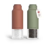 LARS NYSØM Salt and Pepper Grinder Set Stainless Steel with Adjustable Grinder I Bottle Design Spice Mills Set Manual (Red/Green)