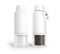 LARS NYSØM Salt and Pepper Grinder Set Stainless Steel with Adjustable Grinder I Bottle Design Spice Mills Set Manual (Pure White)