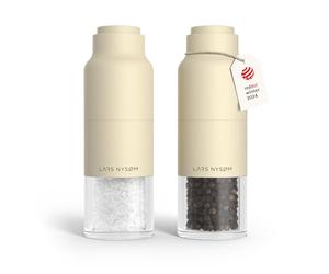 LARS NYSØM Salt and Pepper Grinder Set Stainless Steel with Adjustable Grinder I Bottle Design Spice Mills Set Manual (Almond Beige)