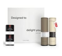 LARS NYSØM Spice Mills & Spices Gift Set - Salt and Pepper Mills Set with 2 Spice cans (Salt, Pepper) - A Great Gift idea Thanks to The Beautiful Gift Box (Brown/Beige)