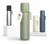 LARS NYSØM Stainless Steel Insulated Water Bottle - Double Wall Thermal Water Bottle with Cup & Carry Strap, Leakproof Metal Bottle for Travel, Office & Outdoor (Sage Green, 750ml)