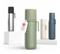 LARS NYSØM Stainless Steel Insulated Water Bottle - Double Wall Thermal Water Bottle with Cup & Carry Strap, Leakproof Metal Bottle for Travel, Office & Outdoor (Sage Green, 500ml)