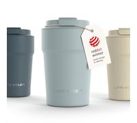 LARS NYSØM Thermo Coffee Mug-to-go 13oz | Travel Mug 0.38 L with Insulation | Silicone Grip Base | Leak Proof Stainless Steel Tumbler for Coffee and Tea on the Go (Sky Blue - Powder, 380ml)