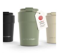 LARS NYSØM Thermo Coffee Mug-to-go 13oz | Travel Mug 0.38 L with Insulation | Silicone Grip Base | Leak Proof Stainless Steel Tumbler for Coffee and Tea on The Go (Sage Green - Powder, 380ml)