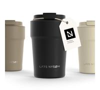 LARS NYSØM Thermo Coffee Mug-to-go 13oz | Travel Mug 0.38 Liter with Insulation | Leak Proof Stainless Steel Thermal Tumbler for Coffee and Tea on The Go (Carbon Black, 380ml)