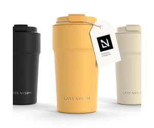 LARS NYSØM Thermo Coffee Mug-to-go 17oz | Travel Mug 0.5 Liter with Insulation | Leak Proof Stainless Steel Thermal Tumbler for Coffee and Tea on The Go (Mustard Yellow, 500ml)