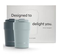 LARS NYSØM Thermo Coffee Mug to go Gift Set 2 x 380ml Thermo Mug for Coffee | Set of 2 Coffee Tumblers - Travel Mugs keeps Drink 4h Hot & 8h Cold - Stainless Steel Thermal Cup with Insulation - Gift Box