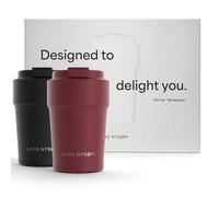 LARS NYSØM Thermo Coffee Mug to go Gift Set - 2 x 380ml Thermo Mugs for Coffee to-go & Tea - The Leak-Proof Mug Gift Set Comes in an Attractive Box (Red/Black)