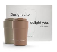 LARS NYSØM Thermo Coffee Mug to go Gift Set - 2 x 380ml Thermo Mugs for Coffee to-go & Tea - The Leak-Proof Mug Gift Set Comes in an Attractive Box (Brown)