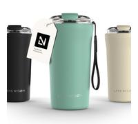 LARS NYSØM Thermo Coffee Mug-to-go with Strap 17oz | Travel Mug 0.5 Liter with Insulation | Leak Proof Stainless Steel Thermal Tumbler for Coffee and Tea to Go (Aqua Turquoise, 500ml)