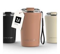 LARS NYSØM Thermo Coffee Mug to go with Strap 380ml - Coffee Travel Mug | Keep Drinks 4h Hot and 8h Cold - Stainless Steel Thermal Tumbler for Coffee and Tea to Go - Leak Proof Lid Coffee Travel Cup