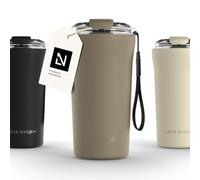 LARS NYSØM Thermo Coffee Mug to go with Strap 500ml - Coffee Travel Mug | Keep Drinks 4h Hot and 8h Cold - Stainless Steel Thermal Tumbler for Coffee and Tea to Go - Leak Proof Lid Coffee Travel Cup