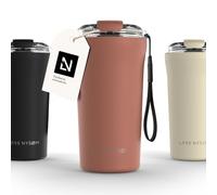LARS NYSØM Thermo Coffee Mug to go with Strap 500ml - Coffee Travel Mug | Keep Drinks 4h Hot and 8h Cold - Stainless Steel Thermal Tumbler for Coffee and Tea to Go - Leak Proof Lid Coffee Travel Cup
