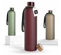 LARS NYSØM Water Bottle 34oz | Drinking Bottle 1 Liter | Ultralight Tritan Sports Flask leak-proof | Ideal for sports, office, yoga | 2 lids included (Berry Red, 1000ml)