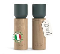 LARS NYSØM Wooden Salt and Pepper Grinder Set Manual - Salt and Pepper Mills with Adjustable Ceramic Grinder - Elegant Beechwood Pepper and Salt Mill Set for Dining Table (Stone Blue)