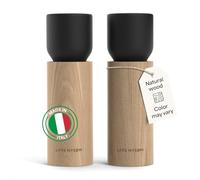 LARS NYSØM Wooden Salt and Pepper Grinder Set Manual - Salt and Pepper Mills with Adjustable Ceramic Grinder - Elegant Beechwood Pepper and Salt Mill Set for Dining Table (Carbon Black)