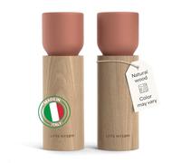 LARS NYSØM Wooden Salt and Pepper Grinder Set Manual - Salt and Pepper Mills with Adjustable Ceramic Grinder - Elegant Beechwood Pepper and Salt Mill Set for Dining Table (Brick Red)