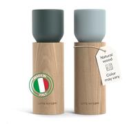 LARS NYSØM Wooden Salt and Pepper Grinder Set Manual - Salt and Pepper Mills with Adjustable Ceramic Grinder - Elegant Beechwood Pepper and Salt Mill Set for Dining Table (Blue)