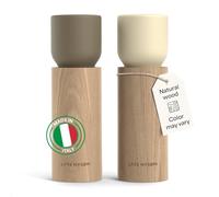 LARS NYSØM Wooden Salt and Pepper Grinder Set Manual - Salt and Pepper Mills with Adjustable Ceramic Grinder - Elegant Beechwood Pepper and Salt Mill Set for Dining Table (Brown/Beige)