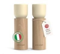 LARS NYSØM Wooden Salt and Pepper Grinder Set Manual - Salt and Pepper Mills with Adjustable Ceramic Grinder - Elegant Beechwood Pepper and Salt Mill Set for Dining Table (Almond Beige)