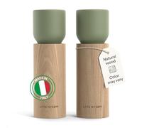 LARS NYSØM Wooden Salt and Pepper Grinder Set Manual - Salt and Pepper Mills with Adjustable Ceramic Grinder - Elegant Beechwood Pepper and Salt Mill Set for Dining Table (Sage Green)