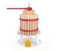 LARS360 18L Manual Fruit Press, Apple Cider Press with Oak Basket | Wine press and grape juicer with oak basket, cast iron handle and screw mechanism for pears, berries and home brewing