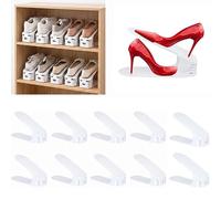 LARS360 Adjustable Shoe Racks Shoe Slots Pack of 30, Non-slip Shoe Holder Space Saving 3 Height Adjustable Shoe Stacker Set for Closet & Shoe Cabinet, White