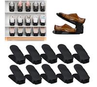LARS360 Adjustable Shoe Racks Shoe Slots Pack of 30, Non-slip Shoe Holder Space Saving 3 Height Adjustable Shoe Stacker Set for Closet & Shoe Cabinet, Black