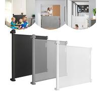 LARS360 Door Safety Gate, Extendable 0-150 cm Stair Protection, Blind Baby Stair Safety Gate, Retractable Door, Extendable Dog Barrier, Safety Divider for Indoor and Outdoor Use, Black