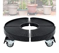 LARS360 Plant Caddy with Wheels, Adjustable 39-52 cm Rolling Plant Stand, 360° Rotatable Wheels, Non-Slip Panel, 300 kg Load Capacity, Indoor Outdoor Plant Trolley - Black