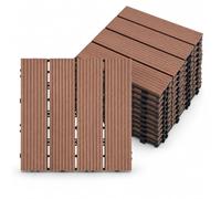 LARS360 WPC Composite Decking Tiles 30x30cm, 11 Pack Interlocking Tile | Covers 1m² Wood-Effect Finish Outdoor Flooring, Anti-Slip Grooves, Fast Drainage & Tool-Free Click Fit for Patio & Garden