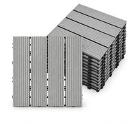 LARS360 WPC Composite Decking Tiles 30x30cm, 44 Pack Interlocking Tile | Covers 4m² Wood-Effect Finish Outdoor Flooring, Anti-Slip Grooves, Fast Drainage & Tool-Free Click Fit for Patio & Garden