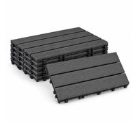 LARS360 WPC Composite Decking Tiles, 30x60cm 48 Pack with Interlocking Base | Covers 8.6m², Wood-effect Flooring with Anti-slip Grooves, Fast Drainage and Tool-free Fitting for Patio, Balcony & Garden
