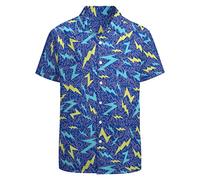 LARSD 80s Shirts for Men 90s Button Up Shirt Vintage Retro Hawaiian Beach Shirt Funny Neon Disco Party Shirt, 80s 90s Blue, XXL