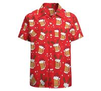 LARSD 80s Shirts for Men 90s Button Up Shirt Vintage Retro Hawaiian Beach Shirt Neon Disco Shirt Funny Party Shirt, Christmas Beer, XL