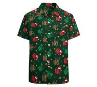 LARSD 80s Shirts for Men - 90s Button Up Vintage Hawaiian Beach & Disco Funny Party Shirt, Christmas Green Ho, XXL