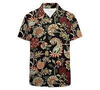 LARSD 80s Shirts for Men - 90s Button Up Vintage Retro Hawaiian Beach Neon Disco Funny Party Shirt, Floral Paisley, XL