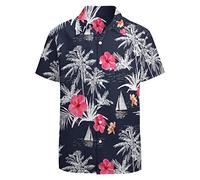 LARSD 80s Shirts for Men: 90s Vintage Retro Hawaiian Beach & Disco Funny Party Shirt, Neon Pink Leaves, XXXXXL