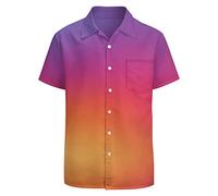 LARSD Men's 80s 90s Retro Hawaiian Beach Shirt, Gradient Purple Orange, XXXXL