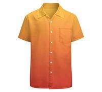 LARSD Men's 80s 90s Retro Hawaiian Beach Shirt, Gradient Yellow Orange, XL
